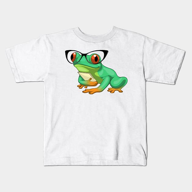 Frog Secretary Glasses Kids T-Shirt by Markus Schnabel